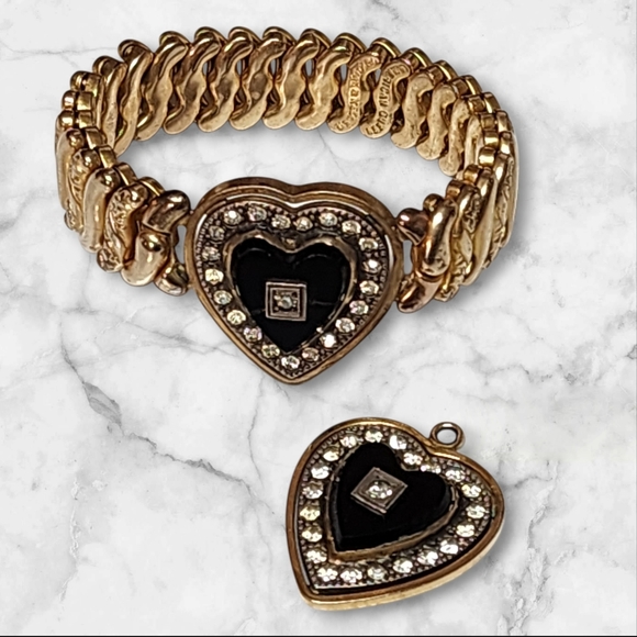 Antique Pitman Keeler American Queen Mourning Jewelry Set1918–32 Onyx CZ